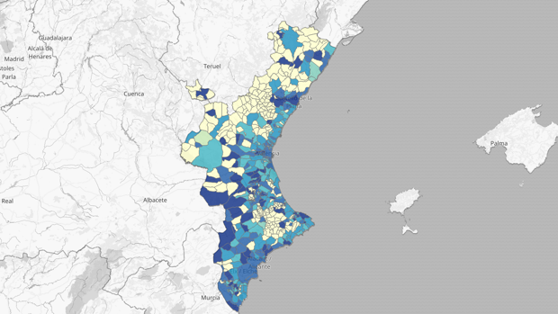 Mapa de los municipios valencianos con más casos de coronavirus en los últimos días