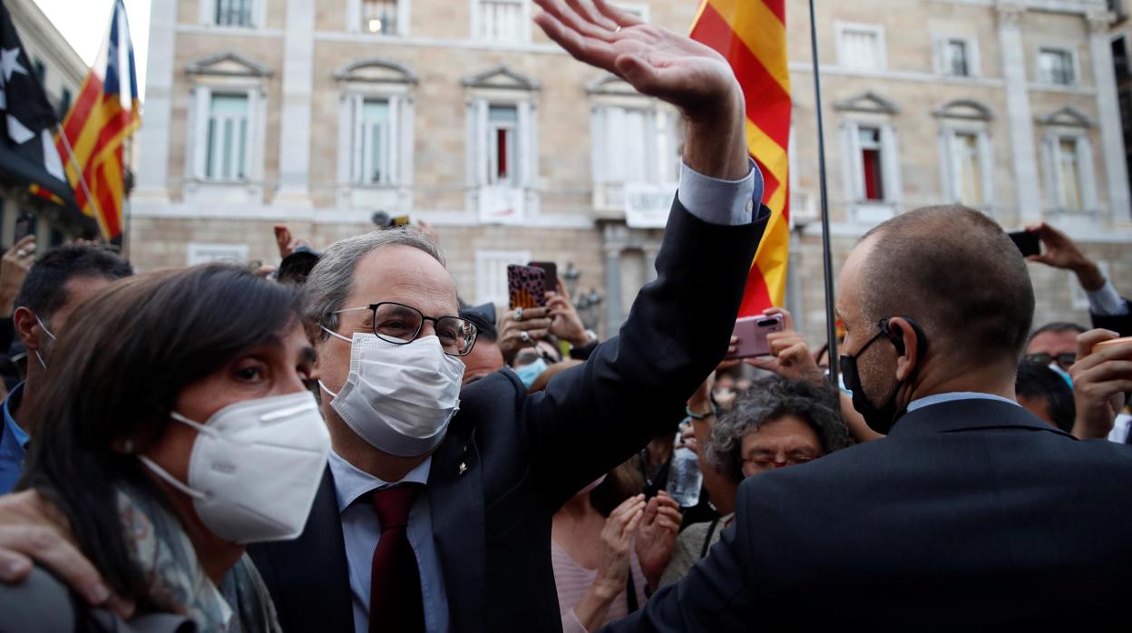 Quim Torra, ayer, tras abandonar la Generalitat