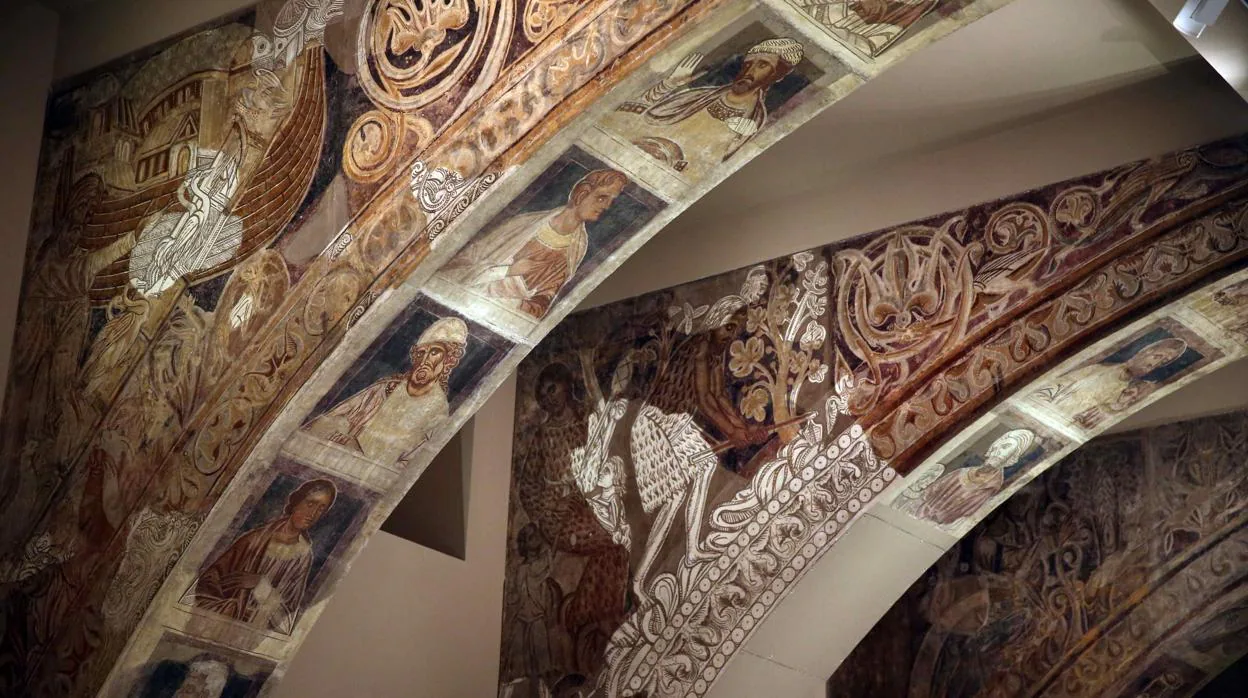 Parte de los valiosos frescos románicos de Sijena, que siguen en el Museo Nacional de Arte de Cataluña