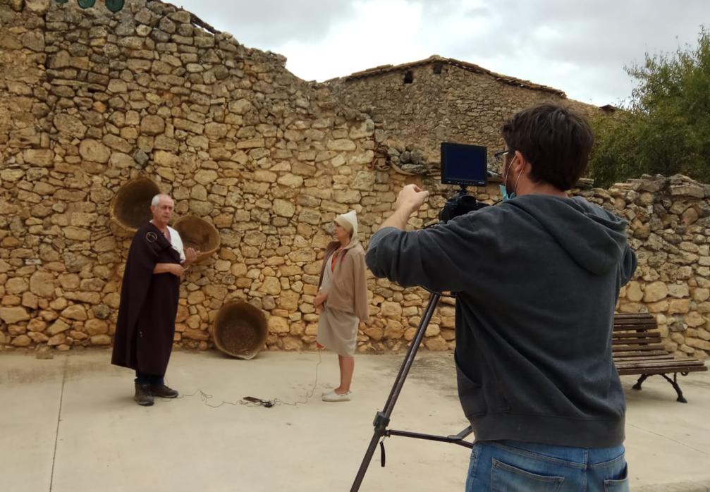 Grabación de una de las escenas del cortometraje «Muerte en Iberia», rodado en Barchín del Hoyo (Cuenca)