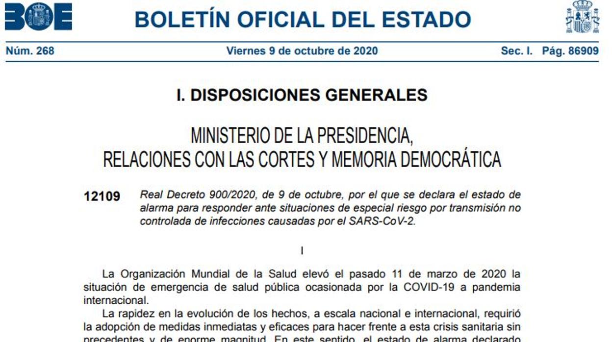 Fragmento de la publicación realizada este viernes en el BOE