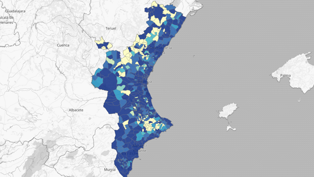 Mapa y listado de los 111 municipios valencianos libres de coronavirus sin casos ni muertos