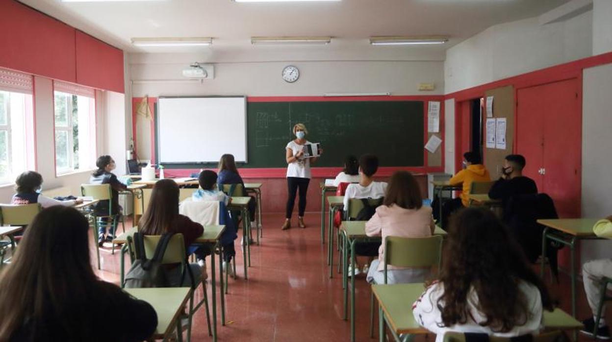 Un aula en el reinicio de la actividad educativa en Galicia