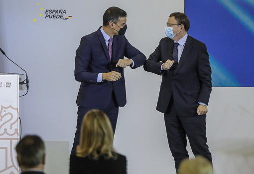 Imagen de Pedro Sánchez y Ximo Puig en el acto celebrado este jueves en Valencia