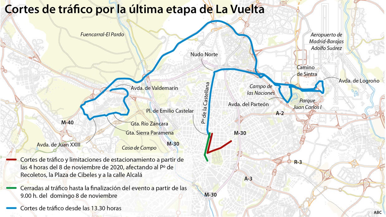 La Vuelta a España 2020: cortes de tráfico y prohibido aparcar en el recorrido de la etapa final