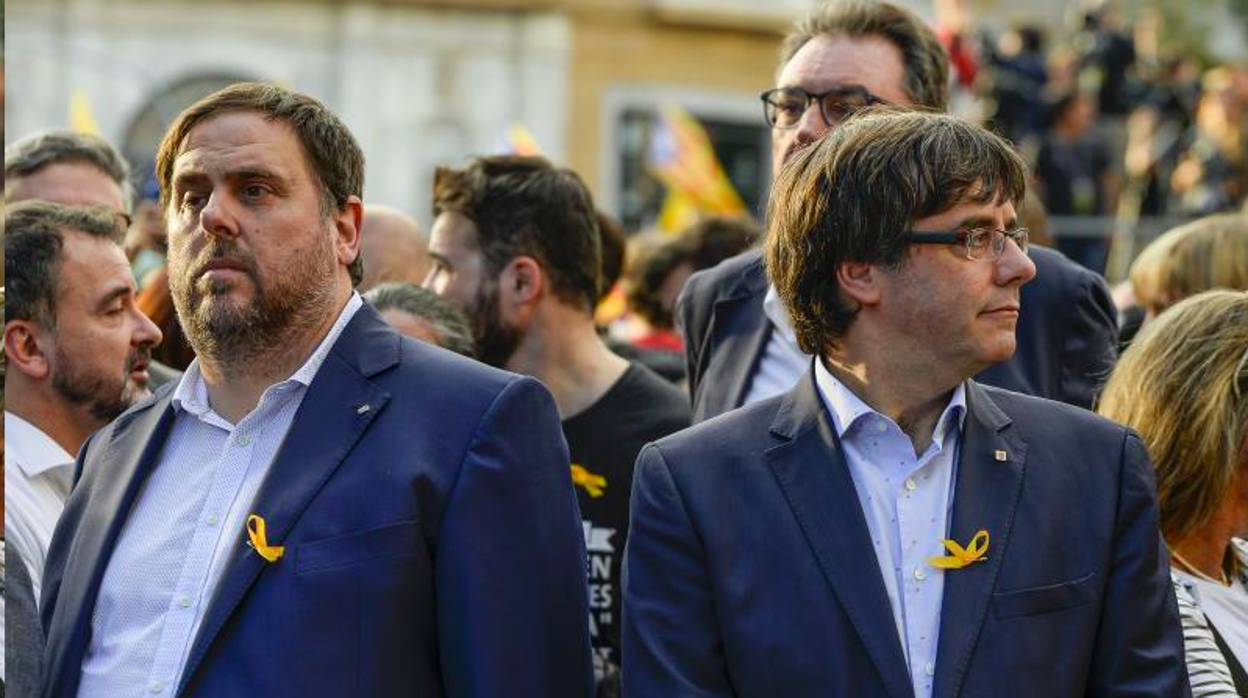 Oriol Junqueras y Carles Puigdemont, el 21 de octubre de 2017