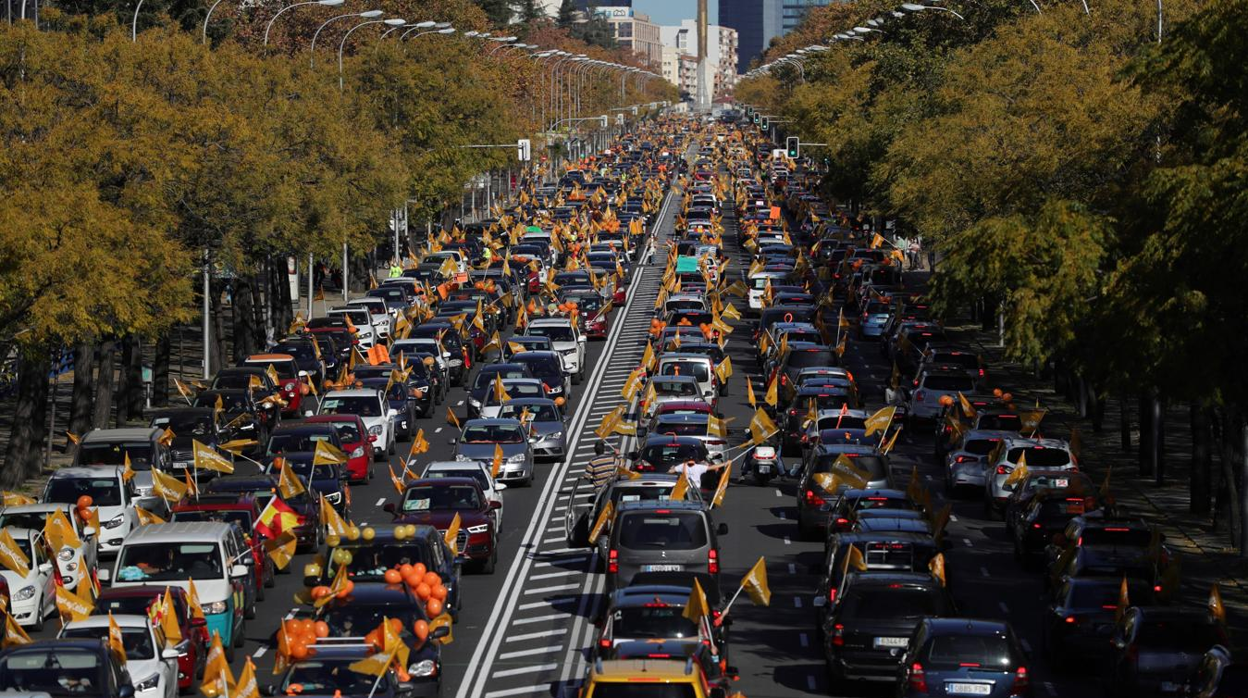 Imagen de la protesta de este domingo en Madrid contra la ley Celaá