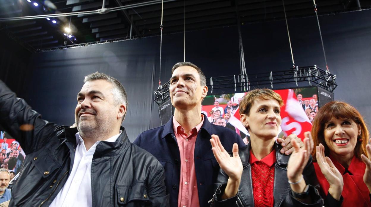 Santos Cerdán, en un mitin con Sánchez y Chivite en Navarra
