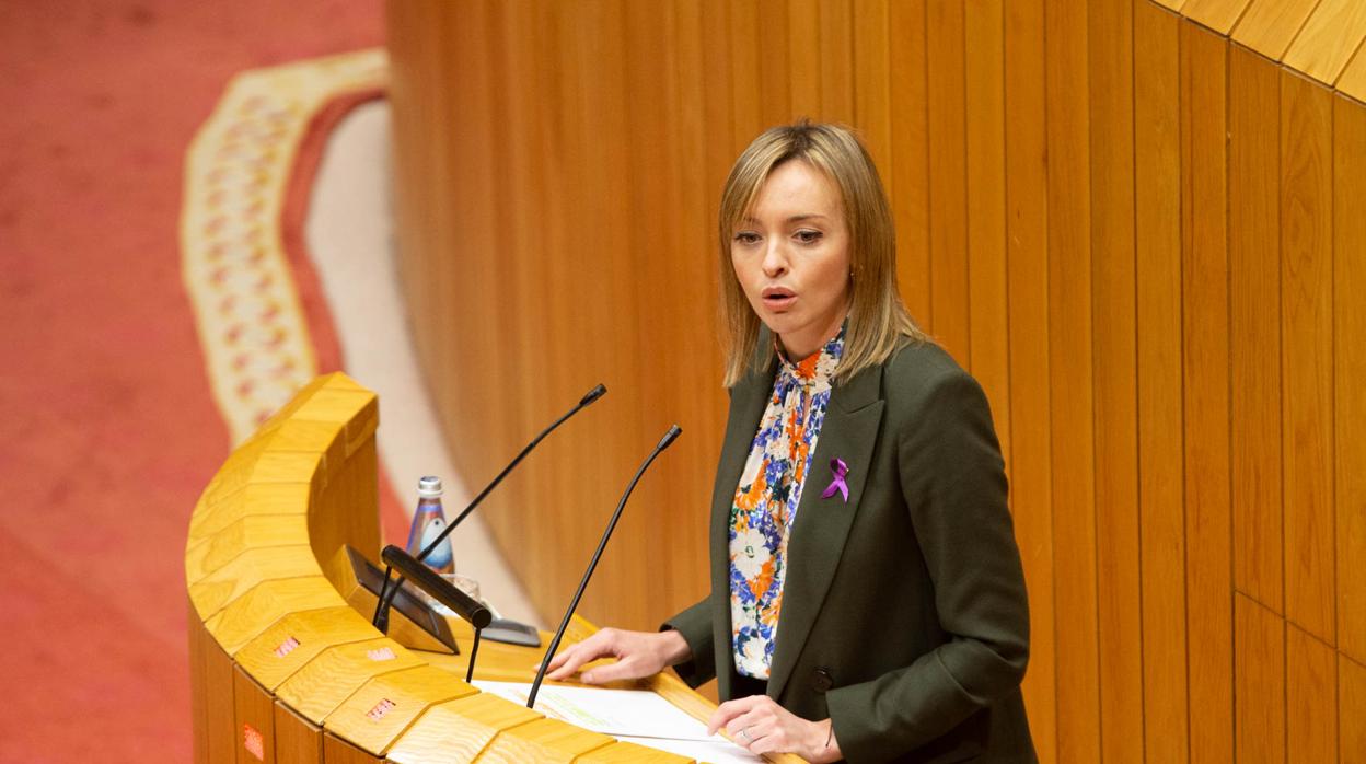 La Conselleira de Política Social, Fabiola García, en su intervención en el Parlamento gallego