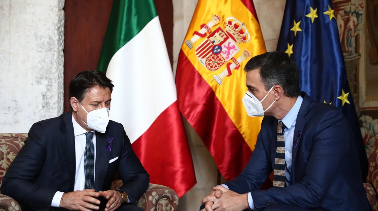 Giuseppe Conte y Pedro Sánchez, hoy, en Palma