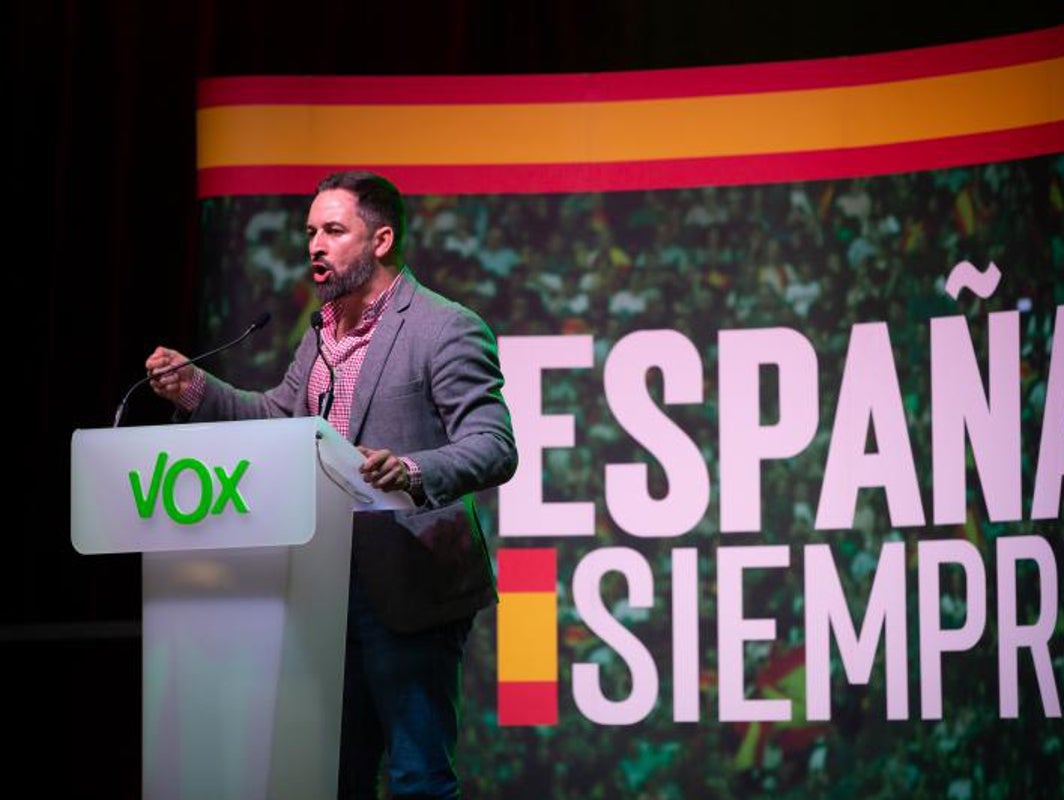 El presidente de Vox, Santiago Abascal, en un mitin en Barcelona, en una imagen de archivo