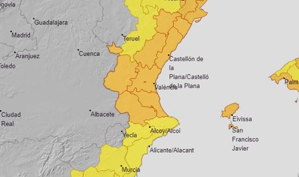 El tiempo en Valencia: aviso naranja por fuertes tormentas y lluvias este viernes por la DANA