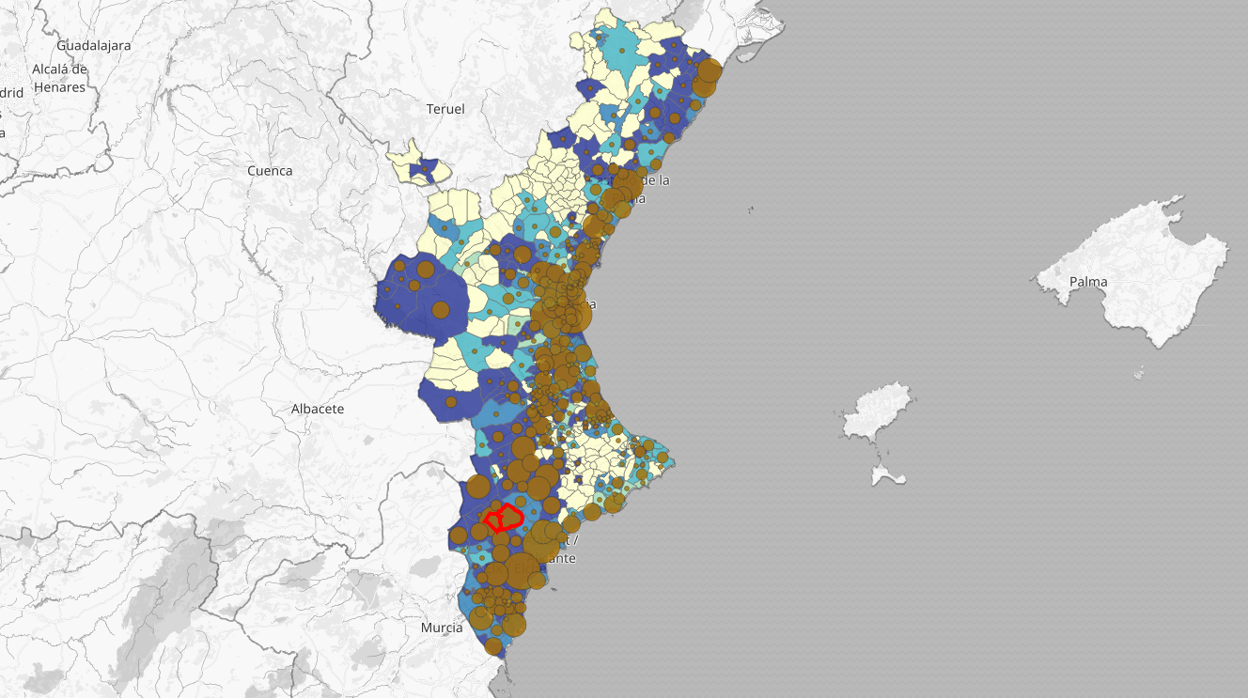 Mapa de los positivos en coronavirus en la Comunidad Valenciana en los últimos catorce días