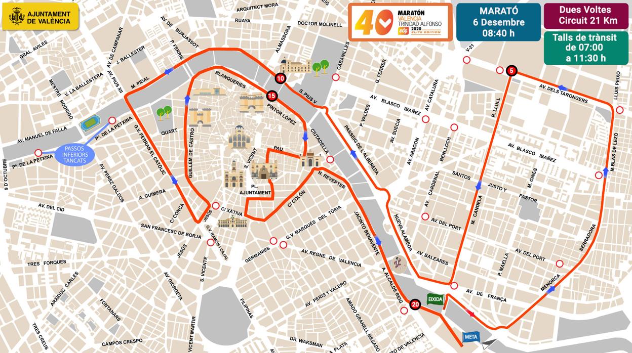 Maraton de Valencia 2020: horarios y calles cortadas al tráfico el sábado 5 y el domingo 6 de diciembre