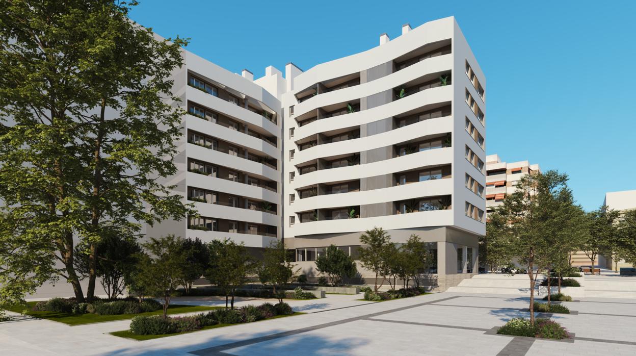 Fachada exterior de la promoción Savery de AEDAS Homes en Alicante, en el sector Benalúa Sur