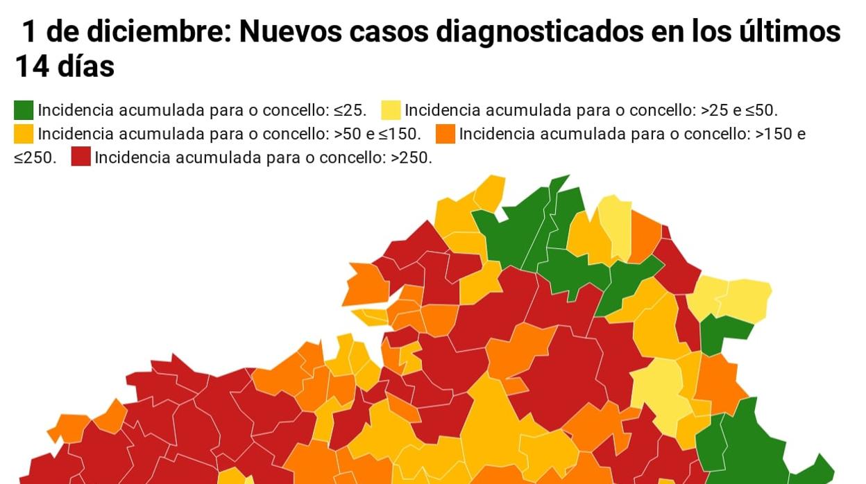 Mapa elaborado con los datos del Sergas