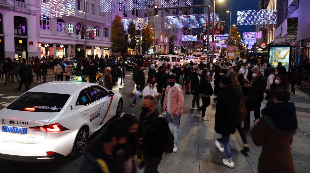 Aglomeraciones en la Gran Vía, el pasado domingo