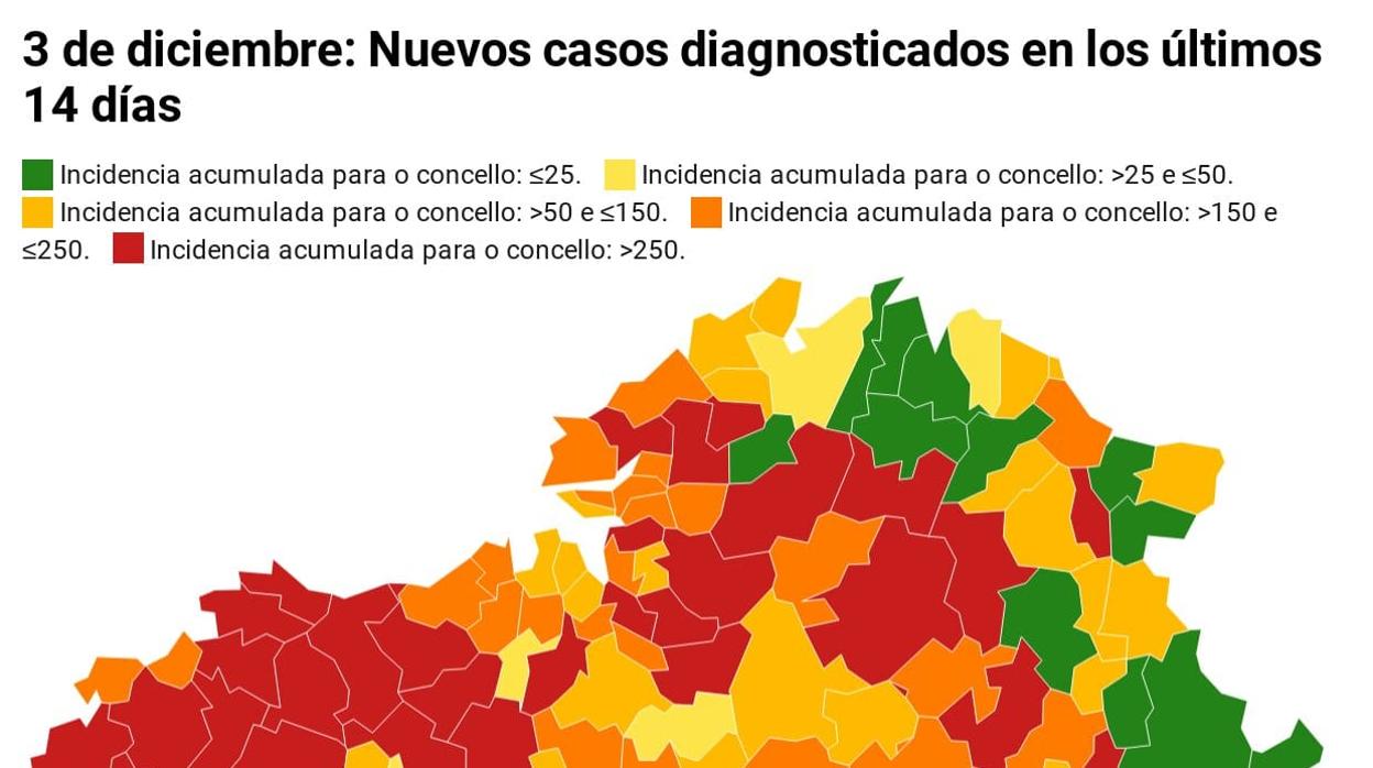 Mapa de incidencia a 14 días