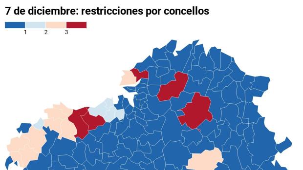 Coronavirus Galicia: Comprueba en el mapa el nivel de restricciones y el número de casos nuevos de cada concello