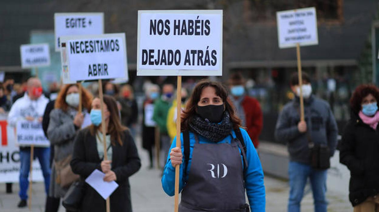 Una imagen de las protestas de los hosteleros en Pamplona