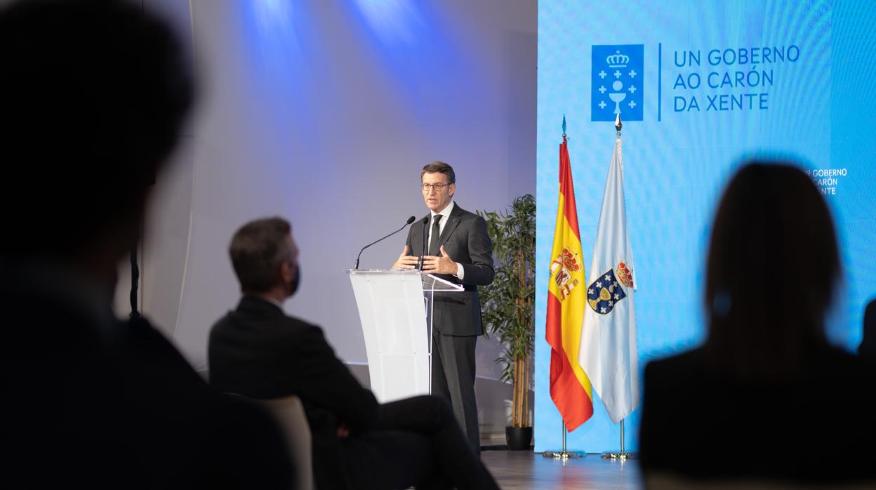 Núñez Feijóo, durante su intervención este lunes en la Cidade da Cultura