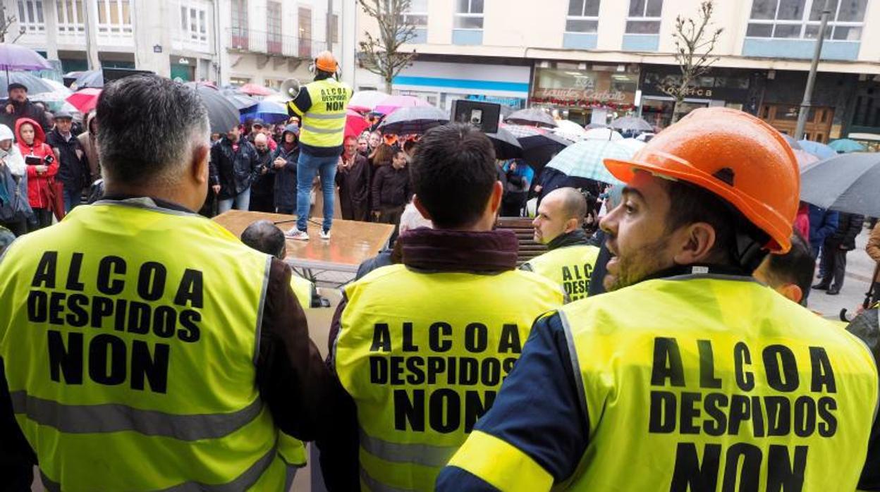 Una protesta de los trabajadores de Alcoa
