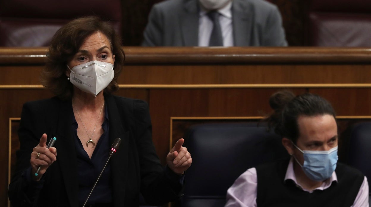 Carmen Calvo, vicepresidenta del Gobierno, en el Congreso