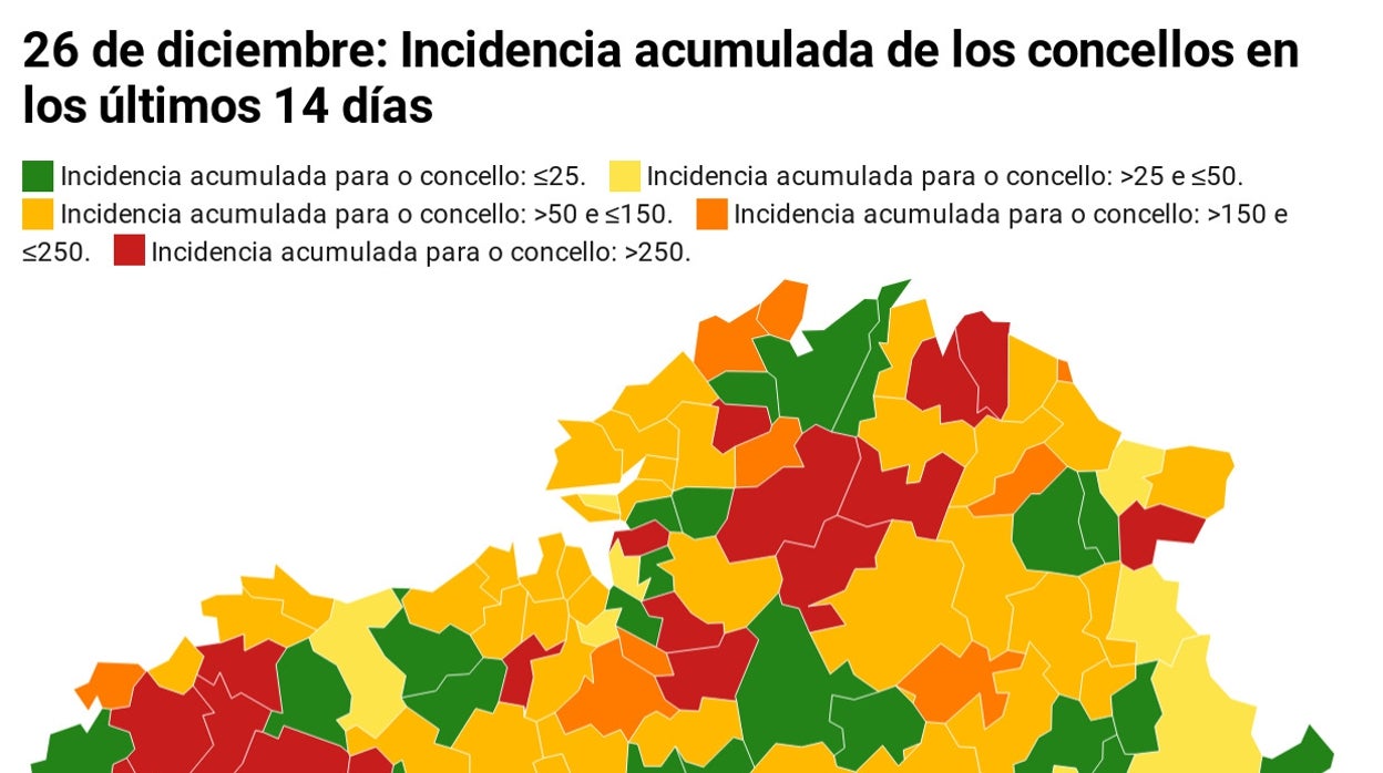 Restricciones Navidad Galicia: ¿Cuántos casos hay en mi concello? ¿Cuál es su incidencia acumulada este 26 de diciembre?