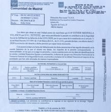 Carta de la Consejería reclamando la devolución de las prestaciones percibidas desde el mes de febrero