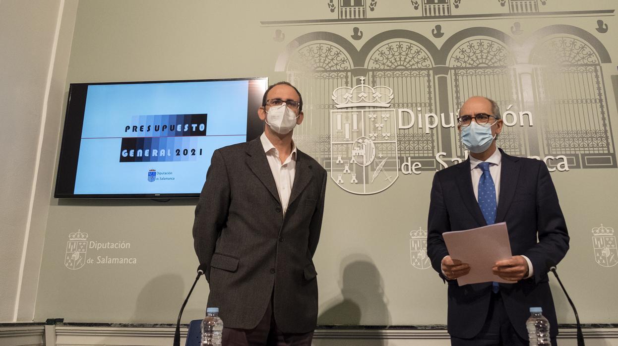 El presidente de la Diputación de Salamanca, Javier Iglesias, durante la presentación del Presupuesto General de la Diputación de Salamanca para 2021, el pasado 21 de diciembre