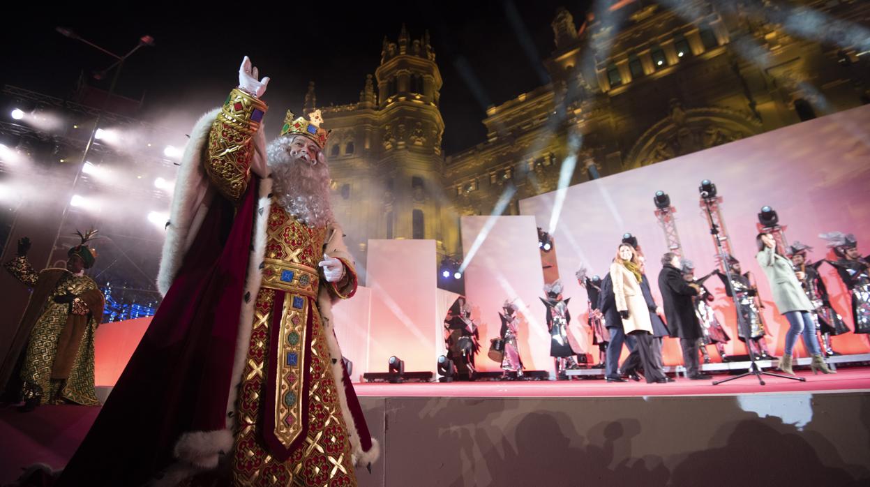 Los Reyes Magos, a su llegada al Palacio de Cibeles el año pasado