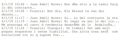 Mensajes cruzados entre Juan Adell Bover y Francis Puig