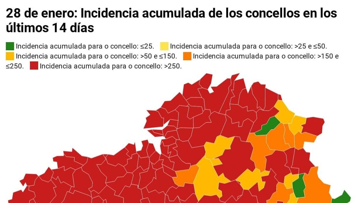 Incidencia acumulada de los concellos