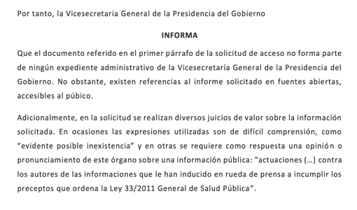 Respuesta de Presidencia del Gobierno al último requerimiento del CTBG