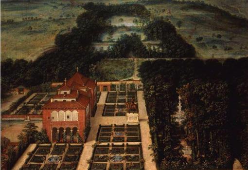 vista del palacete y del jardín de Cuadros, con los cuatro lagos proyectados por P. Jansen y A. Müller