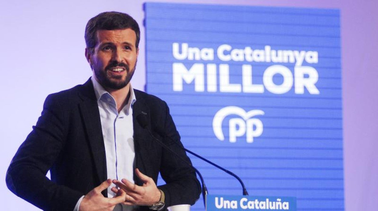 Pablo Casado este domingo en un acto de la campaña electoral en Cataluña