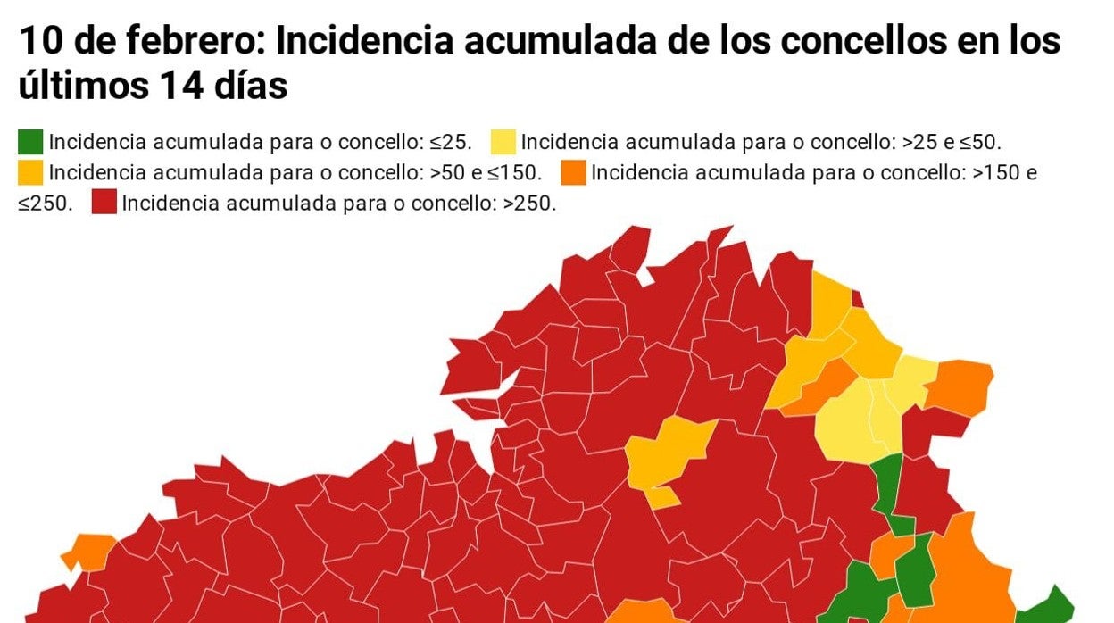 Mapa de casos en Galicia