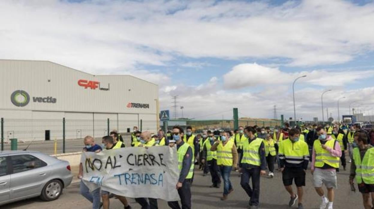 Los trabajadores de Trenasa en una de sus últimas movilizaciones.