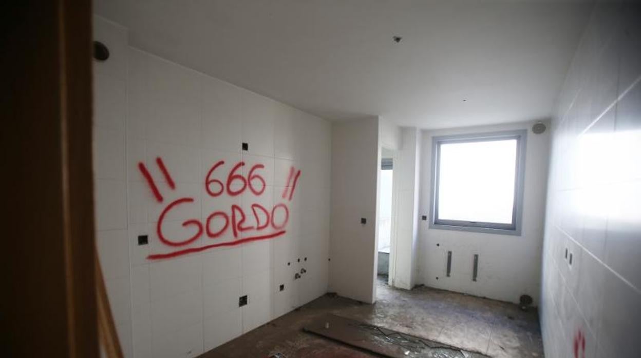 Interior de una vivienda okupada en el barrio coruñés de Palavea