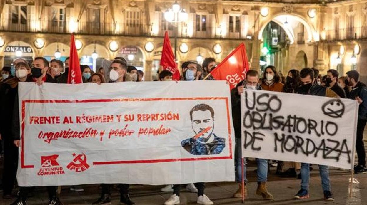 Manifestación en apoyo a Pablo Hasél en Salamanca