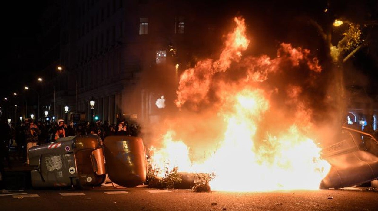 Disturbios, hace dos semanas, en Barcelona