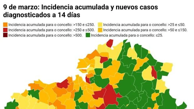 Coronavirus Galicia: esta es la incidencia y el número de casos de tu concello este martes