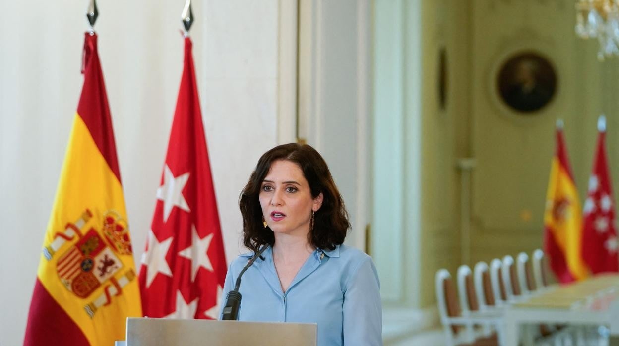 Isabel Díaz Ayuso durante la rueda de prensa
