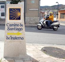 Señal del Camino de Invierno en Ponferrada, punto de partida de esta ruta