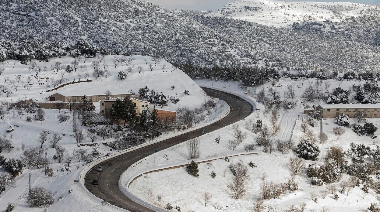 Imagen de la nevada de enero en Morella por el temporal Filomena