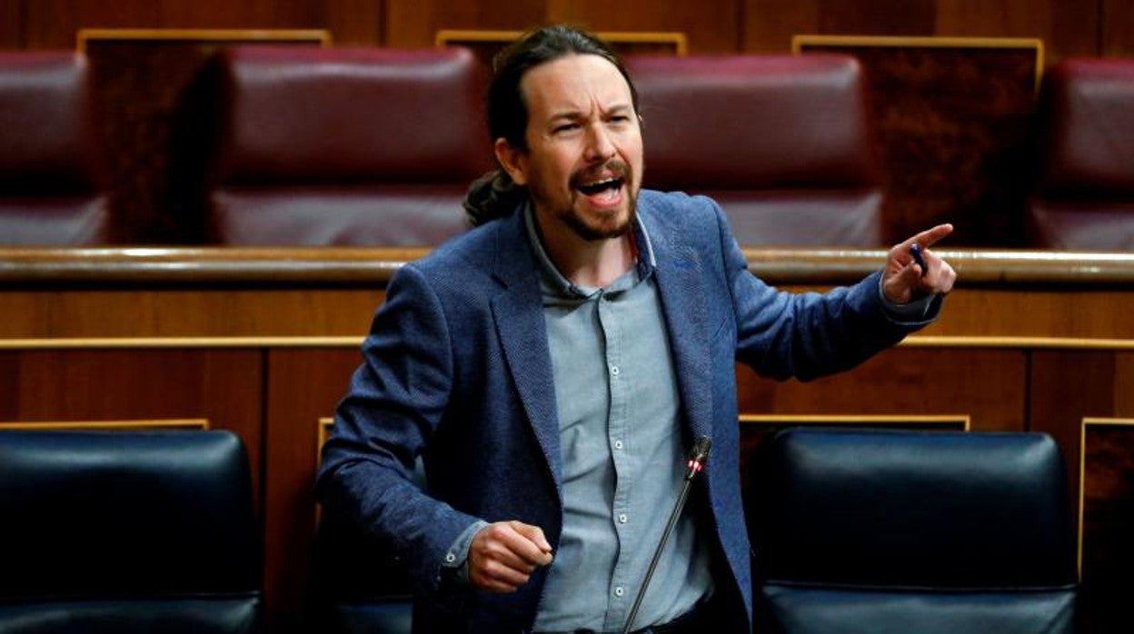 El todavía vicepresidente del Gobierno, Pablo Iglesias, durante un pleno del Congreso