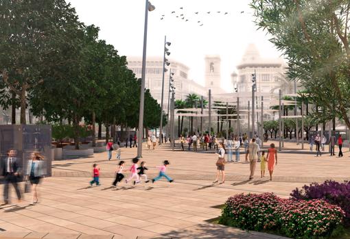 Figuración de la plaza de la Reina de Valencia tras la remodelación