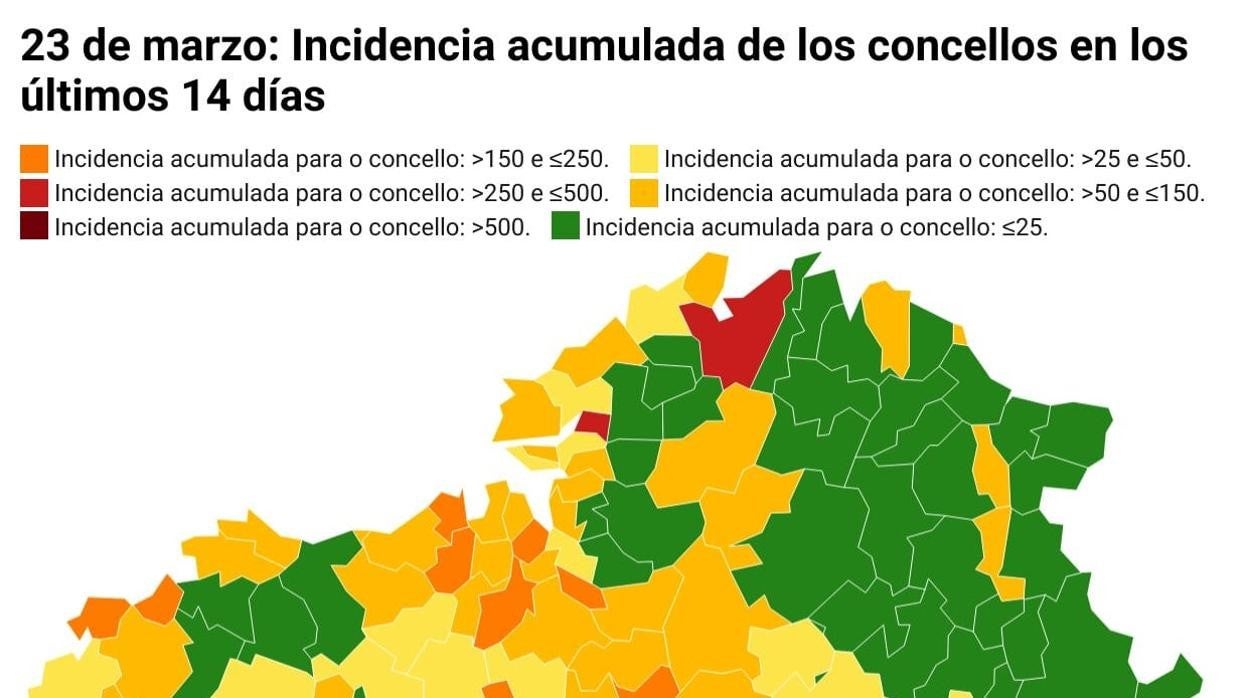 Coronavirus Galicia: comprueba la incidencia acumulada y el número de casos de tu concello