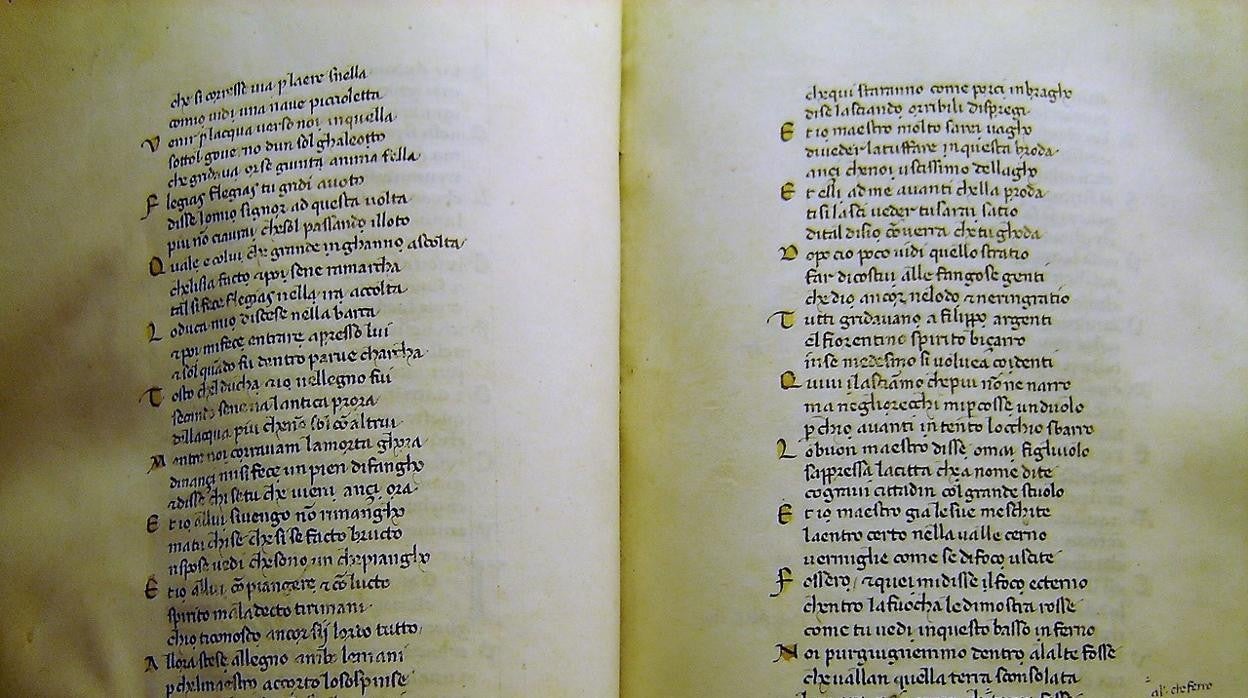 La obra de Dante manuscrita por Bocaccio