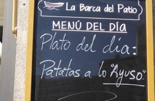 Cartel en un local de restauración madrileño